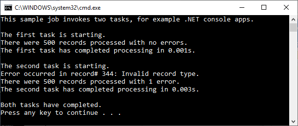 Colorful Command Prompt tasks separated
